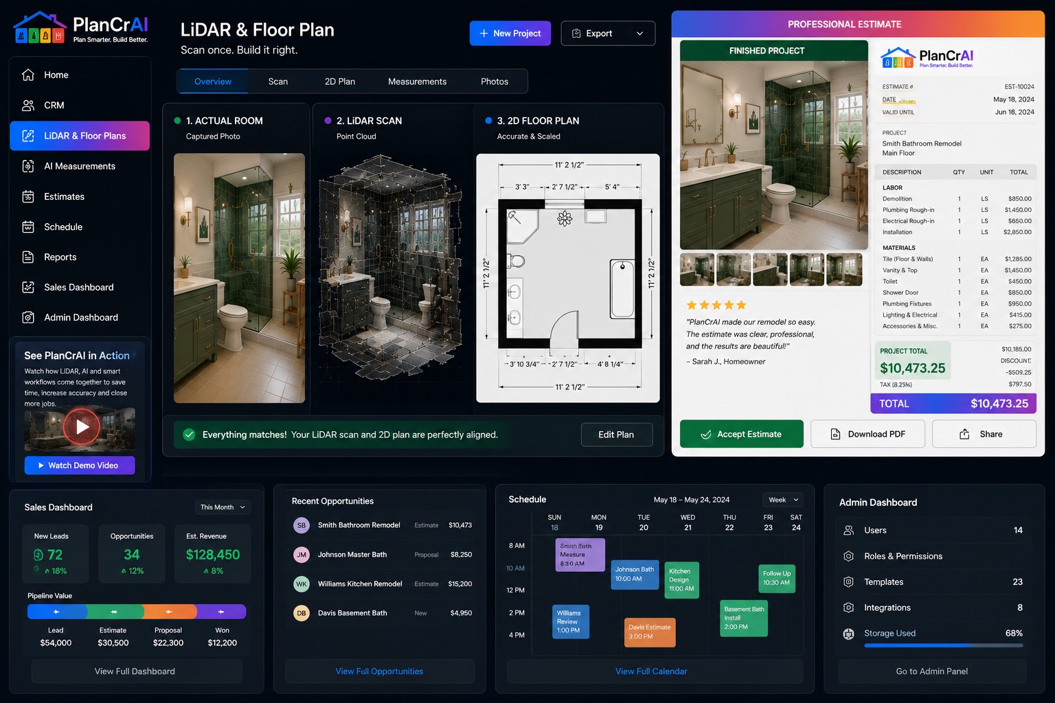 Matching actual room, LiDAR scan and 2D plan workflow